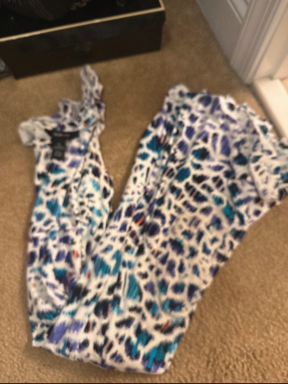 Abstract Blue Multi Wide-Leg Jumpsuit
